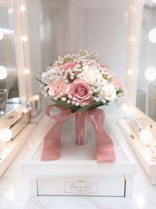 1pc Small Artificial Bride Bridesmaids Wedding Bouquet, Nature Style Outdoor Photoshoot Decor
