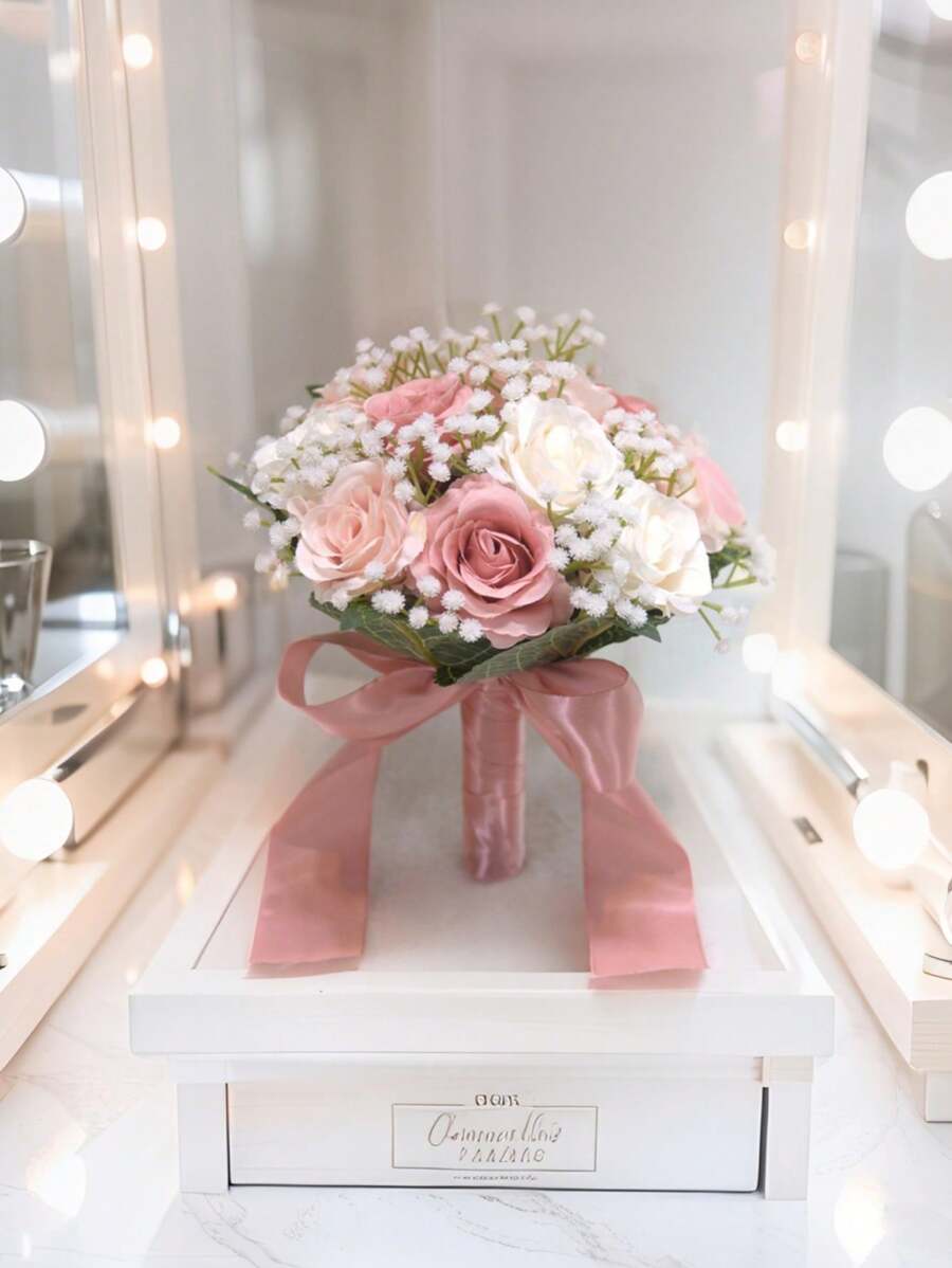 1pc Small Artificial Bride Bridesmaids Wedding Bouquet, Nature Style Outdoor Photoshoot Decor