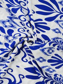 Women's Long Allover Print Spaghetti Strap Maxi Dress With All Over Bohemian Casual Allover Print Tie Detail And Ruffle Hem - Multicolor - View 4