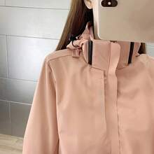 Women's Outdoor Breathable Wear-Resistant Windproof And Rainproof Solid Color Jacket (Single Jacket) - Pink - View 2