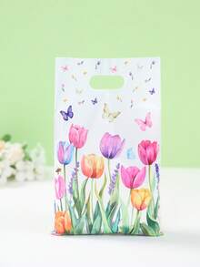 10/25/50个装花卉蝴蝶图案礼品袋，彩色郁金香手提袋，生日派对回礼袋，春季主题装饰，婚礼生日装饰，宾客礼品，婴儿派对/新娘派对装饰，礼品包装，婚礼用品 - 鬱金香 - 查看 4