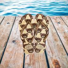 Women's Adult Flip Flops Sandals Summer 2025 - Brown Teddy Bear Ref45 - View 2