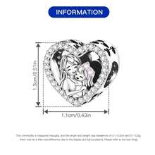 CYCUFF 1 Pc Silver Plated Charm Mother And Daughter Embrace Heart Beads Pendant For Original Bracelet Necklace DIY Jewelry Making Fit Birthday Gifts Women Gift Mother's Day Gift - Silver - View 4