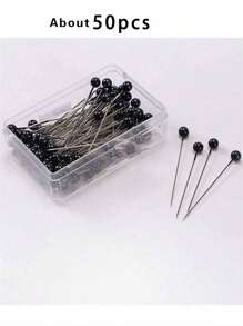 Circa 50 pezzi/scatola, Spille di fissaggio alla moda per sciarpe da donna, Spille in acciaio inossidabile con perle, Spille per hijab e sciarpe per donne musulmane