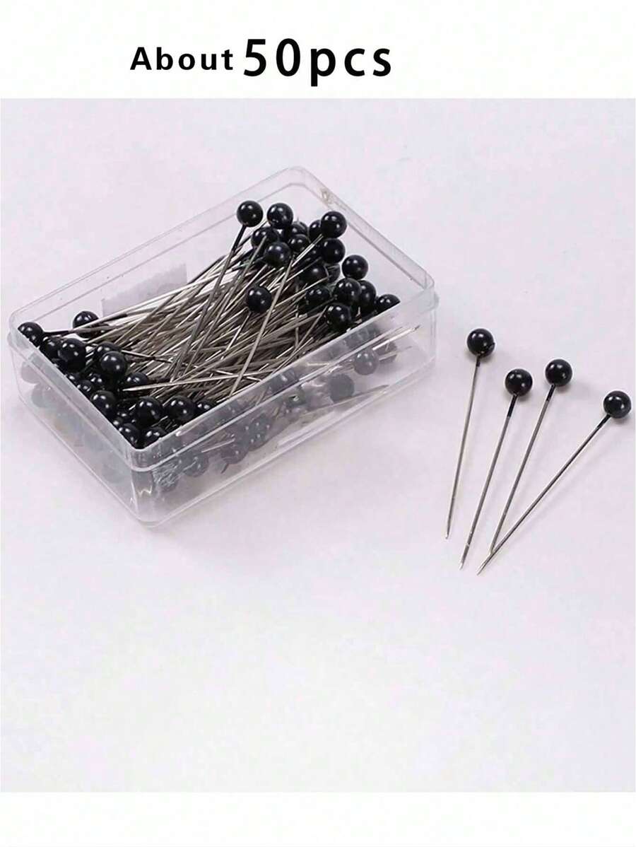 Circa 50 pezzi/scatola, Spille di fissaggio alla moda per sciarpe da donna, Spille in acciaio inossidabile con perle, Spille per hijab e sciarpe per donne musulmane