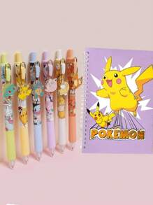 pokemon 6Pcs New Pokémon Pikachu Ballpoint Pen And Sub Mother Eraser Students Less Crumbs Clean And Do Not Leave Marks Cute Pikachu Student Gift A Variety Of Cartoon Patterns Stationery Student Back To School