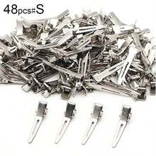 12个金属鳄鱼夹，女士分区夹，银色长发夹，卷发棒专用鳄鱼夹，适合浓密头发，可用于卷发棒，沙龙级使用，DIY蝴蝶结爪夹，发夹，发饰 - 彩色 - 查看 24