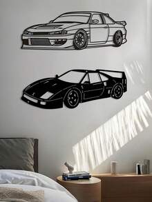 1pc Black Iron Hollow Wall Art, Abstract Geometric Pattern, Retro Car Design, Suitable For Wall Decor, Room Decor, Bedroom Decor, Home Decor - Multicolor - View 10