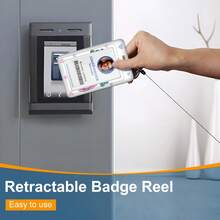 Portabadge con carrete retráctil, etiqueta de identificación en forma de corazón para tarjeta de trabajo, clip resistente para tarjeta vertical, funda protectora para trabajo, oficina, enfermera, estudiante, maestro, mujer, hombre - Azul y blanco - Ver 2