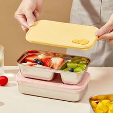 1pc 600/700ml Multifunctional 304 Stainless Steel Bento Lunch Box, Portable Leak Proof Lunch Containers With Lid, Fruit Salad Food Storage Container, Refrigeration & Dishwasher Allowable, Fresh-Keeping Box, Suitable For Student And Adult Use In Home, School, Dorm, Office, Outdoor Camping, Picnic, Travel, Back To School - Multicolor - View 7