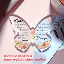 1pc Acrylic Butterfly Ornament With Heartfelt Message – Sentimental Gift For Mom, Decorative Keepsake For Mother's Day, Birthday, Christmas Or Room Display