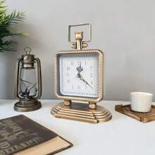 Vintage European Style Iron Painting Tabletop Clock, Home Decor For Living Room Bedroom, Hanging Wall Clock Or Desk Clock, Minimalist And Fashion Design, Silent Movement, Birthday/Graduation Gift Room Decor Digital Clock Alarm Clock Bedroom Decor Dormitory Decor Back To School
