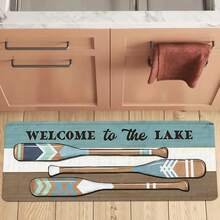 1/2 片涤纶厨房地垫，字母设计，防滑可机洗厨房地垫，适用于客厅、卧室、办公室、家居装饰 - 适合所有季节；