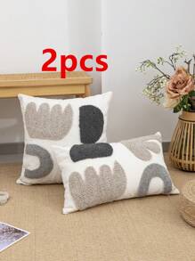 1/2 pièces Housse de coussin à motif floral, coton damassé, style nordique, textile d'intérieur, décoration de salon, chambre à coucher, canapé, vacances, banquet, extérieur, jardin, fête, housse de coussin de décoration végétale, sans rembourrage, 30*50cm, 45*45cm