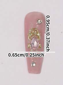 10 Pieces Of Pink Nail Art Accessories, Alloy Rhinestone Three-Dimensional Exquisite And Versatile Light Luxury Nail Pendants, DIY Wearable Nail Material Bag, Suitable For Nail Salons