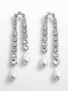 Stilvolle Fransen Ohrringe, modisches, einfaches Design mit Strass und Perlen, Accessoires für den Bankett-Schmuck