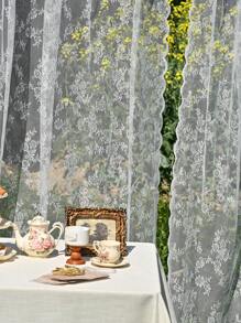 1 pezzo Tenda in pizzo bianco, con design a tasca per asta, tenda trasparente all'uncinetto in stile americano per soggiorno, camera da letto, cucina, bagno, decorazione della casa e della stanza