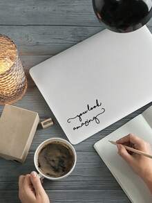 1pc Creative Laptop Sticker With Inspirational Short Phrase 'Believe In Yourself' And Partial Transparency