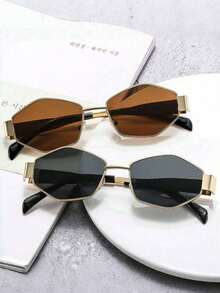 1/2 件装几何多边形眼镜，街头时尚风格，女士款 - 彩色 - 查看 2