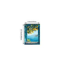 1pc Mediterranean Window View Wall Art Picture Coastal Lemon Tree Prints Canvas Paintings Italian Seaside Landscape Posters Blue Aesthetic Decor For Bedroom, Living Room, Or Apartment Wall Decor Gift For Her Unframed - Multicolor - View 9