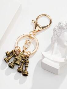 1pc Retro Chess Metal Keychain, Unisex, Fit For Backpack, Wallet, Handbag, Car Keys Car Accessories Bag Charm School