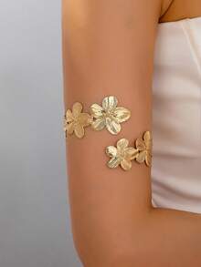 1pc Fashion Minimalist Hollow Gold Starfish Design Open Cuff Bracelet, Metal Arm Band Suitable For Summer Beach, Party, Wedding, Music Festival, Ramadan, Independence Day, Graduation Occasion Accessories - Yellow Gold - View 6