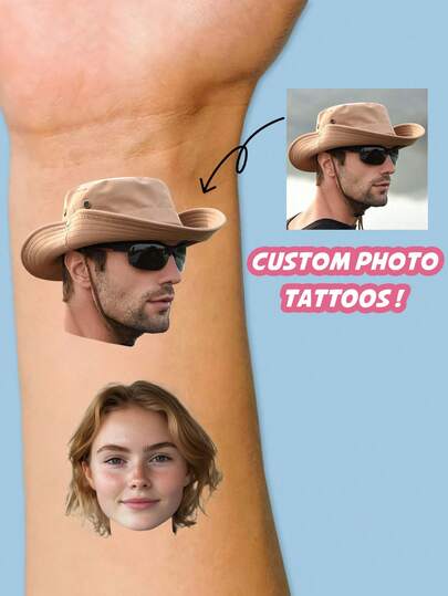 LICVIC 12-300pcs Customized Photo Temporary Tattoo Stickers, Personalized Tattoo Stickers, Fake Tattoos, Wedding And Birthday Party Favors, Paper Material, Unique Gifts For Anniversary, Wedding, Birthday, Valentine's Day