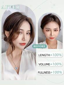 2片装侧刘海夹片，带长鬓角，带人造长龙须刘海，12英寸 - 彩色 - 查看 5