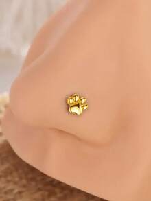 1pc Cute Pet Cat Claw Micro Nose Stud Nose Ring Nose Piercing Jewelry, 20G-L Shape - Kitten Paw - View 13