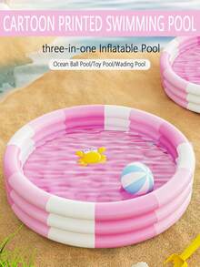 1pc Inflatable Round Swimming Pool, Pink Color Adult-Size Extra Thick Family Pool, Suitable For Adults, Outdoor, Garden, Backyard, Summer Water Party (60CM, 90CM, 100CM, 130CM, 150CM), Beach Essentials, Beach Accessories, Pool Float - Multicolor - View 2