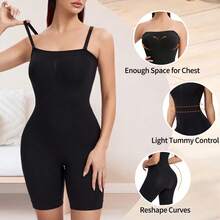 Strapless Women Tummy Control Bodysuit Shapewear Slimming Body Shaper Underwear Under Dresses Abdomen Compression Thigh Slimmer Undershirts Seamless Off The Shoulder Spaghetti Strap Removable Shoulder Straps Open Crotch