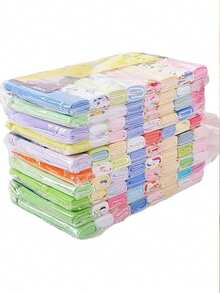 8pcs Baby Soft Towels, Baby Bath Towels, Children's Bathing & Feeding Wet Wipes - Random Towel Colors (Note: Some Styles Are Not Shown In The Picture) - Multicolor - View 2