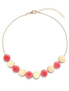 1pc Handmade Geometric Ceramic & Metal Beaded Necklace With Elastic Rope Chain, Inspired By Ins-Style - Dot Blue Ceramic NK - View 14