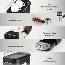 Máquina de Espresso y Capuchino 20 Bares, Cafetera Cápsulas y Café Molido con Espumador de Leche para Espresso Cappuccino Mocha y Latte para Barista en casa (ESS2) - Tipo de Enchufe A USA (110-127V) - Ver 7