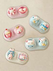 XIANG YU Cute 3D Cartoon Cat Contact Lens Case, Unique Portable Drawer-Style Cosmetic Lens Box, Compact Companion Case.Pink