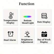 [Reloj con luz ambiente] Reloj digital de pantalla grande de 12/24 horas con fuente LED, que muestra sincrónicamente la temperatura, fecha y día de la semana, doble alarma, 3 niveles de brillo, alimentado por USB, de material plástico, adecuado para dormitorio u oficina. Reloj digital para decoración de habitación, reloj despertador para dormitorio, decoración para dormitorio, decoración para dormitorio universitario, de vuelta a la escuela, decoración escolar, sorpresa escolar
