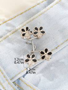 1 حزام نسائي معدني أنيق قابل للتعديل للخصر لارتداء البنطلونات والتنانير، للارتداء اليومي في الصيف، مناسب للاستخدام اليومي والهدايا - الأسود - مشاهدة 5