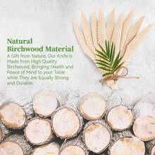 50/100/300 piezas Cuchillos de madera desechables de 16 cm (6.3"), 100 piezas Cubiertos de madera compostables, madera de abedul natural, para fiestas, camping, bodas y eventos