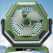 NetHong USB Rechargeable Battery Powered Tent Fan Portable Camping Fan With LED Lantern - Green - View 4