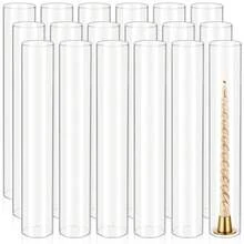 REWOMC 18 Pcs Hurricane Candle Holder Sleeve, Bottomless Glass Cylinder Candleholder Tall Clear Glass Cylinder Open Both Ends, Chimney Tube Cover, Open Ended Candle Shade - 18 CÁI 2.5*14 INCH - Xem 9