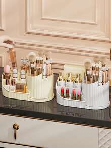 2-in-1 Multifunktions-Kosmetikregal mit großer Kapazität, einschließlich Aufbewahrungsbox für Lippenstift, Lidschatten und Aufbewahrungsbox für Make-up-Pinsel, geeignet für Badezimmer, Frisiertisch und Schreibtisch im Schlafsaal