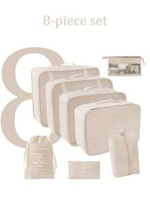 10-1pc Travel Packaging Cube, Waterproof Portable Luggage Organizing Bag, Clothing Storage Bag, Including Clothing Bag, Inner Garment Bag, Shoe Bag, Digital Product Storage Bag, Drawstring Bag, Breathable Net Bag, Toileter Bag, Jewelry Bag, Skin Care Bag, Luggage Storage Bag, Large-Capacity Makeup Organizer Makeup Box, Suitable For Travel, Dormitory, School, Beach