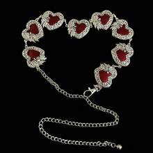 Women's Heart Print Metallic Waist Chain, Retro Silver & Gold Alloy Waist Belt, For Weddings, Holidays, And Everyday Wear - Gold - View 3