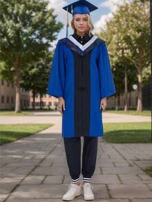 Bachelor's Graduation Gown, Commencement Attire Ceremonial Robe - Blue - View 3