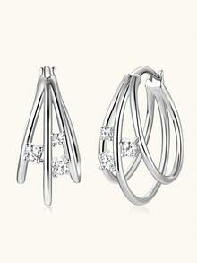 XUJIA 1 par de pendientes de aro de plata de ley 925 con moissanita, corte redondo de 2mm y 1.5mm, pendientes de mujer, regalo de joyería para fiesta y cumpleaños - EMO-257 - Ver 7