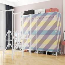 Armario plegable portátil de gran capacidad, estilo minimalista, estructura de marco de acero reforzado, resistente y estable, diseño de base plegable para una configuración fácil, con secciones para colgar y apilar para un almacenamiento organizado, apto para el hogar, dormitorio, alquiler, apartamento