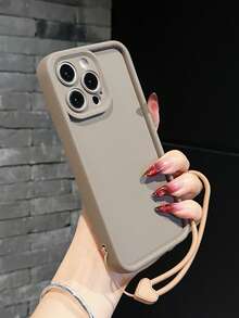 1个挂绳式粉色硅胶加厚哑光防震全包手机壳，带腕带，兼容 11、13、14、15、16、X/XS、XR、XS Max、7/8、7 Plus/8 Plus、12、12 Pro、12 Pro Max、16、16 Plus、16 Pro Max、17、17 Pro、Air、17 Pro Max。粉色，春季礼物，复活节生日礼物。 - 咖色 - 查看 3