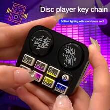 1pc Creative Stress Relief Playable DJ Turntable Keychain With Lighting, Suitable For Halloween, Christmas, Birthday Gifts, Events, Party Favors, Collectibles