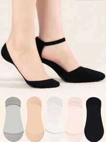 Chaussettes bateau invisibles pour femmes d'été, double couche, sans tige, en silicone antidérapant, à faible col, fines pour talons hauts