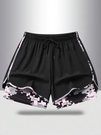 女士夏季运动短裤透气瑜伽跑步短裤带短裤，轻便防擦伤